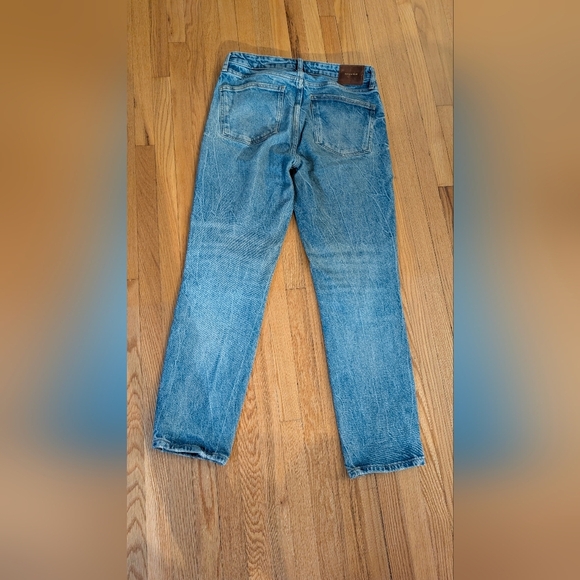 Zara Blue Straight Jeans with Worn-In Look - Picture 6 of 7